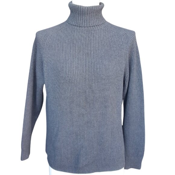 GAP SZ M Grey 100% Cotton Turtleneck Men's Vintage Sweater - Picture 1 of 15